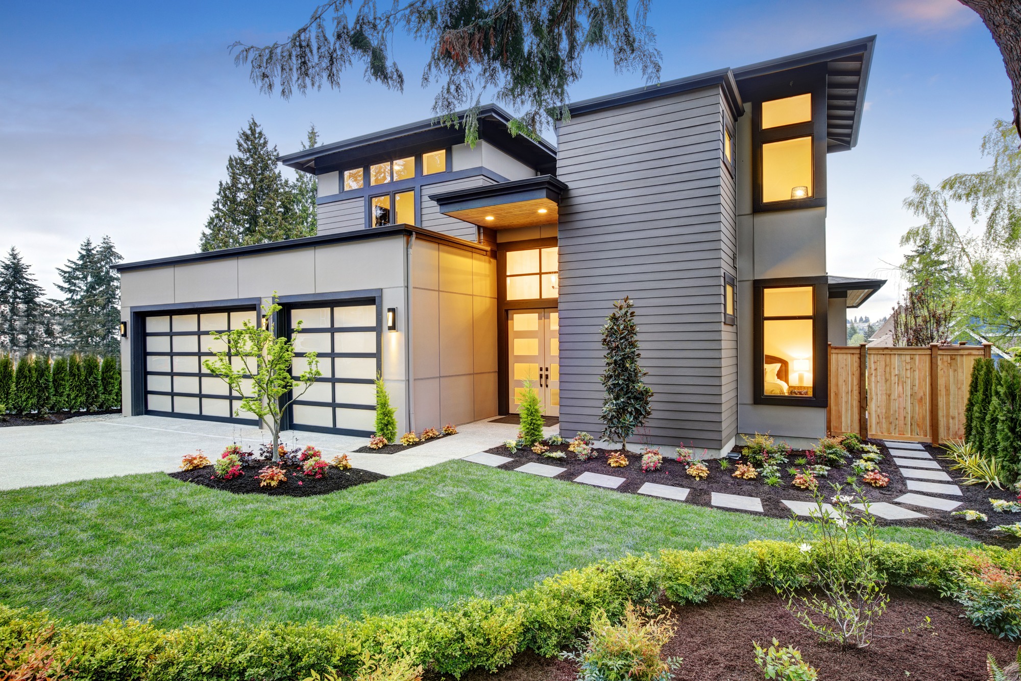 Modern two-story home showcasing expert electrical services in King County, WA.